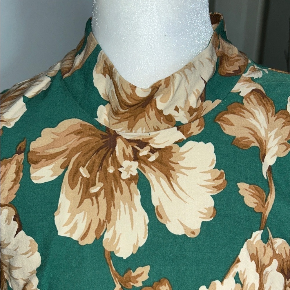 Maeve By Anthropologie Green and Tan Floral Tunic - Picture 6 of 11